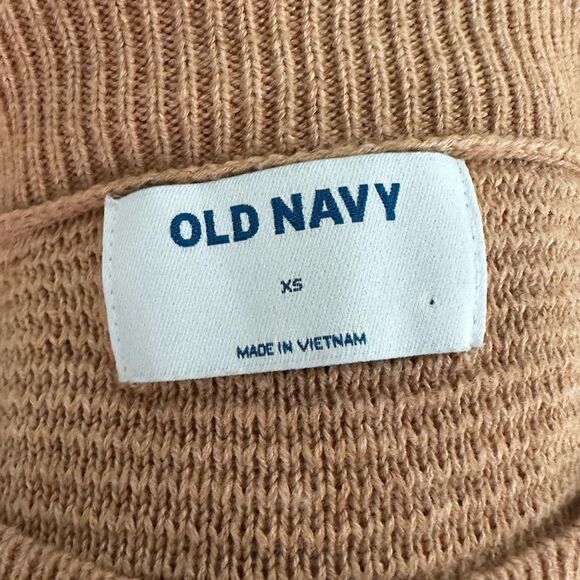 Old Navy Tight Knit Sweater Camel Tan Crewneck Long Sleeve Top size Extra Small - Picture 4 of 6